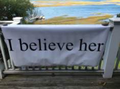 "I believe her" Banner for #BelieveSurvivors standout, 9/27
